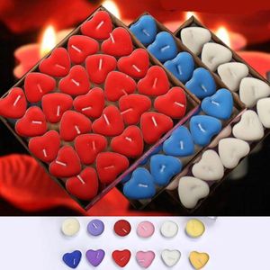 Velas de bricolaje en forma de corazón Mini vela de té de combinación aleatoria colorida para la decoración de la habitación del banquete de boda del día de San Valentín