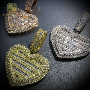 Hartvorm Mode-sieraden Hangers Charms Pass Diamond Tester Moissanite Sier Hip Hop Rock Iced Out Geschenken Voor Vrouwen Mannen