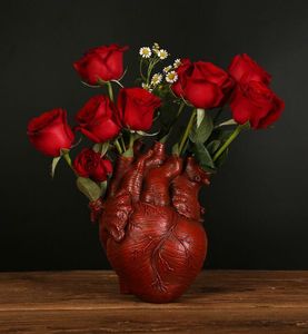 Vase à fleurs en forme de coeur Bouteilles Résine Conteneur séché Vases Pots Sculpture corporelle Pot de fleur de bureau Décoration de la maison Ornements