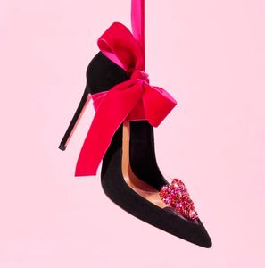 Zapatos de vestir de aguja de PVC con empalme de gemas en forma de corazón, zapatos de tacón sexis elegantes sin cordones con diamantes de imitación para mujer