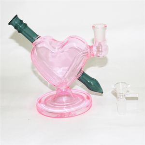 Verre en forme de coeur Bong narguilé bécher tuyau d'eau 6 pouces avec 14mm joint femelle verre huile plates-formes bulle cendres receveur nectar dabber outils