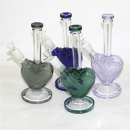 Bongs en verre en forme de coeur narguilés conduites d'eau 9 pouces huile Dab plates-formes bécher Bong épais petites plates-formes de cire avec bol bulle Carb Caps