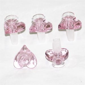 Hartvorm roze kleur glazen kom voor waterpijpen bong dab rigs rookschalen stuk 14 mm mannelijk