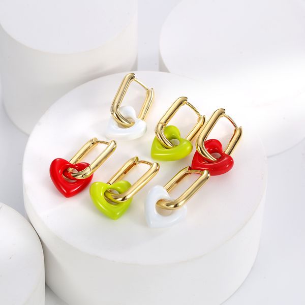 Boucles d'oreilles de luxe en forme de cœur, couleur contrastée, boucle d'oreille, vent froid, sens senior, niche française, design, bibelots coréens