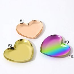 Forma de corazón Mini platos de almacenamiento Plato de tabaco Decoración de mesa Placa de joyería Acero inoxidable RRE12505