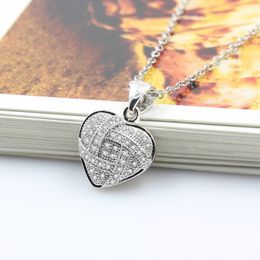 Collier pendentif en forme de cœur S Sier plaqué plein de diamants pierre femmes filles dame bijoux de mariage