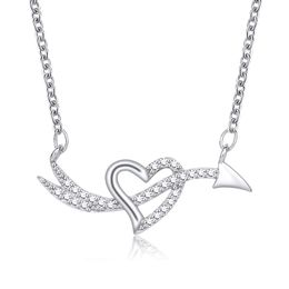 Collier pendentif coeur S925 plaqué argent strass diamants mode classique saint valentin cadeau de noël bijoux
