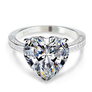 Forme de coeur Promise ring 925 Sterling silver 4ct 5A Sona Cz Stone Statement bagues de mariage pour les femmes Bijoux de fête de mariée