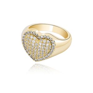 Hartvormige ringen Bling volledige zirkoon 18K echt vergulde verlovingstrouwring sieraden