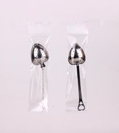 Forme de coeur en acier inoxydable Thé Infuseur outils de cuisine Viltre Filtre à manches longues Spoons de mariage Cadeau Faveur avec OPP Retail 8416058