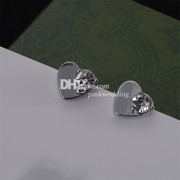 Pendientes con forma de corazón y forma cuadrada, aretes de diamantes con doble letra, regalo de aniversario con caja