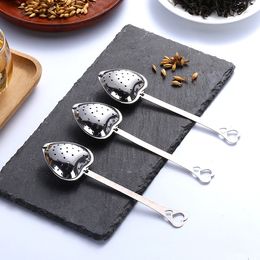 Infuseur à thé en forme de coeur cuillère passoire en acier inoxydable poignée plus raide douche passoire à thé outil accessoires de cuisine K0563