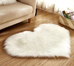 Hart vorm wasbaar glanzende glanzende schapenvacht zachte tapijtbodem tapijten woonkamer tapijt huis decor Valentine039S dag cadeau meisjes bedro421263333