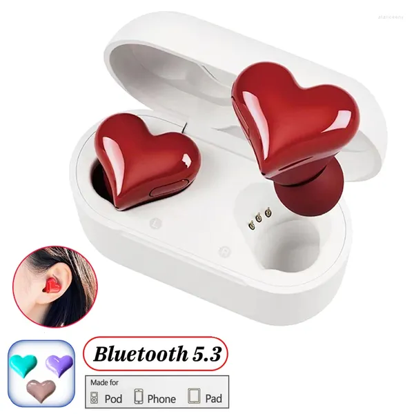 Auriculares inalámbricos con forma de corazón para mujer, cascos TWS compatibles con Bluetooth, a la moda, para videojuegos, para estudiantes, regalo para niña