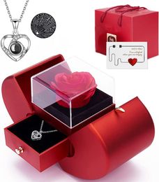 Collier de perles artificielles en forme de cœur, Rose intemporelle, cadeau d'anniversaire et de vacances pour femmes