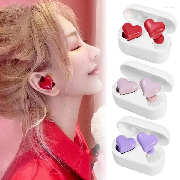 Auriculares inalámbricos Bluetooth en forma de corazón, auriculares intrauditivos universales con reducción de ruido, auriculares deportivos para música y juegos