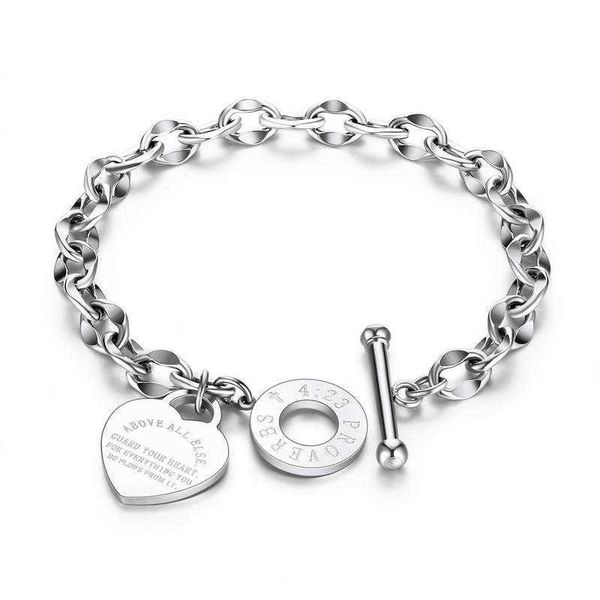 Bracelet en forme de coeur Proverbes Pendentif pour femmes Cadeau Métal Marque DesignBracelets Mode Femme Or Bijoux Cadeaux Q0603