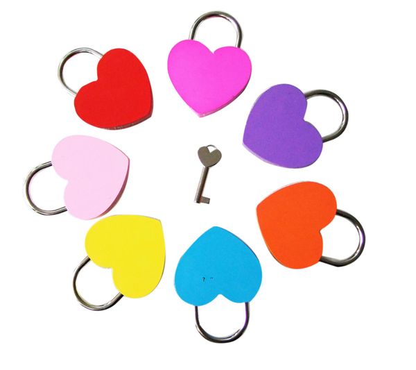 Serrure concentrique en forme de coeur métal clé multicolore cadenas boîte à outils de gymnastique paquet serrures de porte fournitures de construction RRE10880