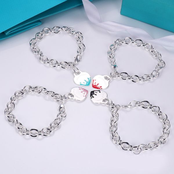Bracelet de créateur en forme de coeur bracelet Blue Email Multi-couleur Peach Heart Circle Bracelet en gros en gros en forme de cœur, avec un sac à poussière et une boîte exclusive