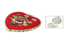 Miroir de poche floral en forme de coeur boucle papillon 0122591548