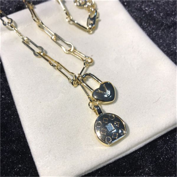 Coeur en forme de serrure pendentif colliers trombone chaîne couture collier personnalité unisexe petit sac bijoux colliers
