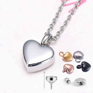 Collier d'urnes commémoratives en forme de coeur, pendentif de crémation de cendres humaines/animaux de compagnie, bijoux d'urne en acier inoxydable 4 couleurs Y220523