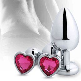 Tapón anal de metal en forma de corazón Juguetes sexuales Acero inoxidable Butt Plug Tail Crystal Jewelry Trainer para mujer / hombre Consolador anal Y220427