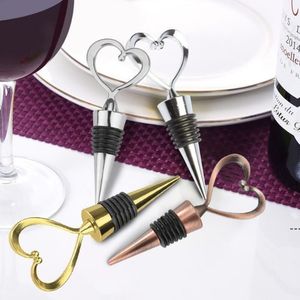 Hartvormige metalen wijnstopfles Stopper Party Wedding Geschenk verzegelde gietkeuken Barware Tools RRA294