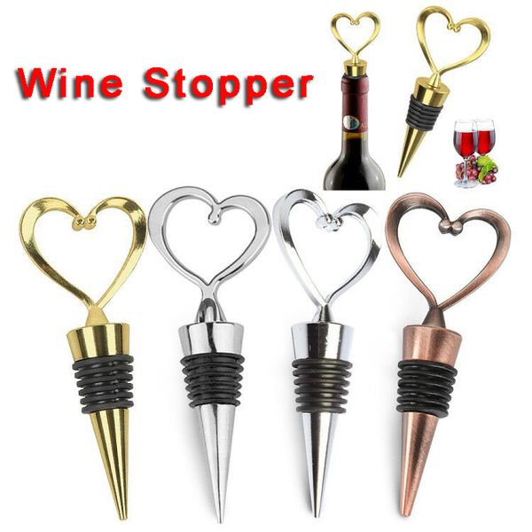 Herramientas de tapón de vino de metal en forma de corazón Botellas Tapones Fiesta Favores de boda Regalo Botella de alcohol sellada Vertedor Cubierta Utensilios de cocina DBC BH3524