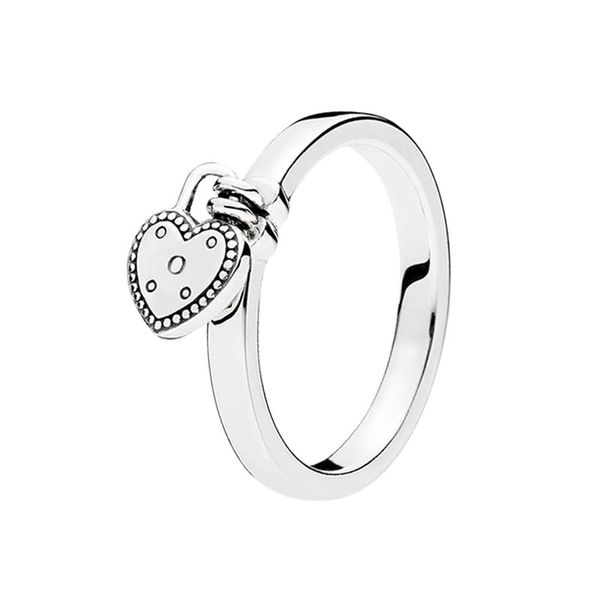 Bague en forme de cadenas en forme de coeur Bijoux de fête en argent sterling authentique pour femmes filles avec boîte d'origine pour Pandora Rose Gold Hearts Pendentif Rings Set