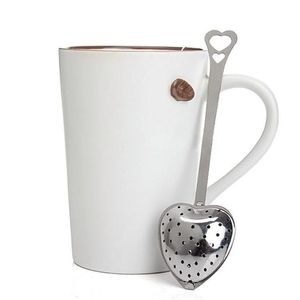 Hartvormige thee -infuser mesh ball roestvrijstoestel kruiden vergrendeling thee infuser lepel zeef steiler handgreep douchetafel gereedschap rra