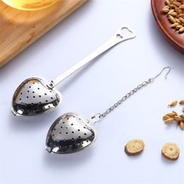 Hartvormige thee -infuser roestvrij staal losse kruidenzeef met langdurige handgreep/ketting koffie thee gereedschap