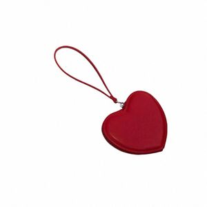 Bolso de muñeca en forma de corazón Bolsas rojas de Phe Bolso de mujer Paquete de muñeca de amor Titular de la tarjeta de cuero de PU Monederos Monederos Bolso de embrague sólido Mey x997 #