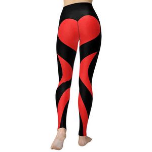 Leggings de Yoga en forme de coeur imprimer pantalons de Yoga femmes Unique Fitness entraînement sport course Leggings Sexy Push Up Gym pantalon H1221