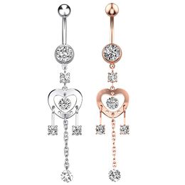 Hartvormige zirkoon mode sexy piercing navel nagel body sieraden sexy hanger kristal navel ringen voor vrouwelijke meisjes