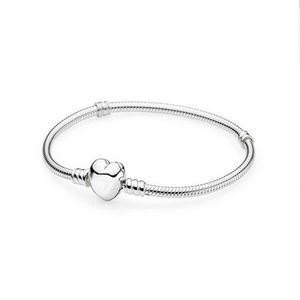 Pulseras chapadas en plata con forma de corazón, pulsera de cuentas DIY con cuentas de serpiente, pulsera de cadena base para mujeres y niños, regalo de cumpleaños