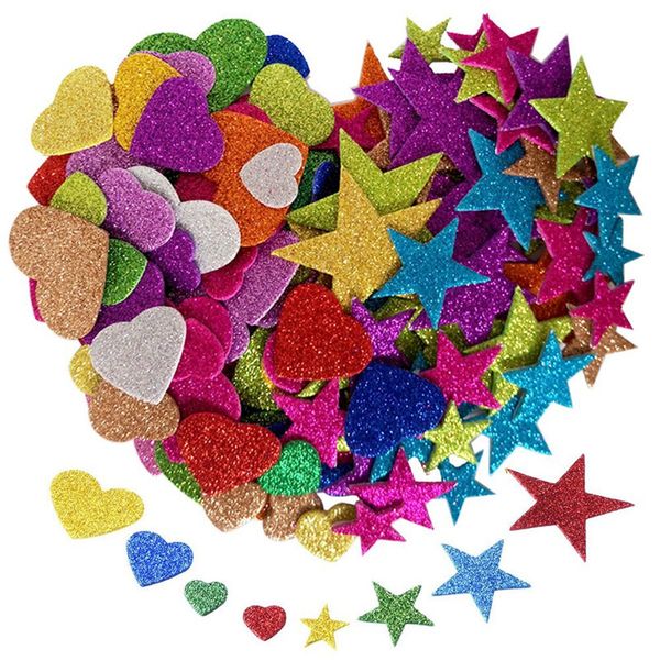 Heart Star Paper Glitter Letter Foam Venta al por mayor Pegatinas de pared para jardín de infantes para cumpleaños Decoraciones para fiestas de bodas
