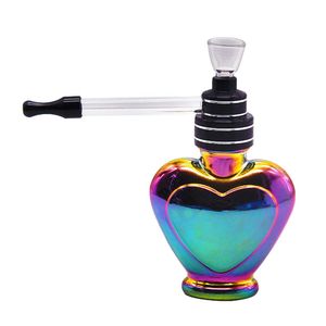 Style de coeur arc-en-ciel narguilé Shisha fumer tuyau d'eau en verre 135MM aluminium métal tabac plate-forme pétrolière cire tuyau d'eau pour fumer des conduites d'eau Bongs