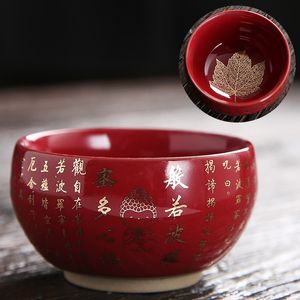 Hart sutra thee beker rood zwart blauw kleur persoonlijke zen boeddha theekopje premium thuis leven thee accessoires
