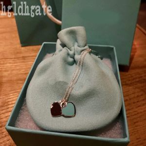 Etiqueta de corazón collar lujoso collares de retorno al corazón diseño lindo para mujer moda tiktok cadena de plata chapada en azul rosa regalo del día de la madre bonito E23