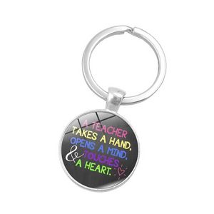 Hart Teacher Glass Cabochon Key Rings Teathers 'Day Keychain Holder Handtas Hangt voor vrouwen Kinderen Fashion Jewelry Will en Sandy