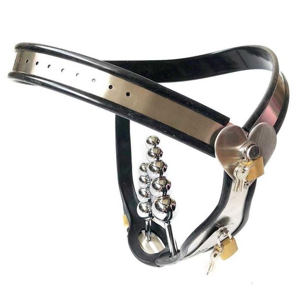 Type de coeur en acier inoxydable ceinture de chasteté féminine vagin plug anal sous-vêtements bdsm bondage dispositif de verrouillage adulte jouets sexy pour femmes hommes278Q