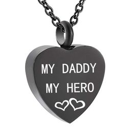 Hart Urn ketting voor as aandenken Memorial hanger RVS crematie sieraden-'mijn papa mijn held' love you240p