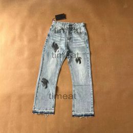 coeur Vintage designer jean Mens Jeans Cuir collé lavé Vintage pantalon jean droit 5FO2