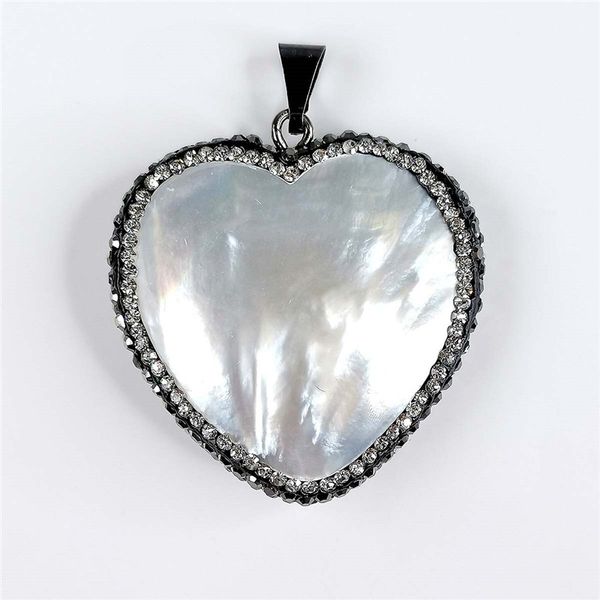 Coeur blanc coquille de mer bord de montage strass bijoux pendentif coquilles de nacre naturelle 5 pièces