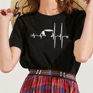 Heartbeat ECG T-shirts Femmes Coupe Imprimé T-shirts à manches courtes Harajuku Ulzzang Tumblr T-shirts graphiques Chemise Femme Hot 2020 Vêtements X0628