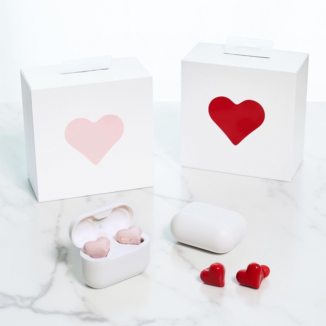 Auriculares Heartbuds, accesorios de moda, regalo de lujo para dama, San Valentín, cumpleaños, lindo con caja