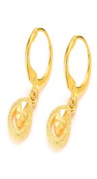 Boucles d'oreilles pendantes coeurs 22K 23K 24K Baht thaïlandais or jaune GP bijoux femmes 6013197