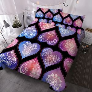 Hartgevormde Mandala Design Bedding Set Decoratief 3 stuks dekbedovertrek met 2 kussensjams voor familiehuisbed 240425