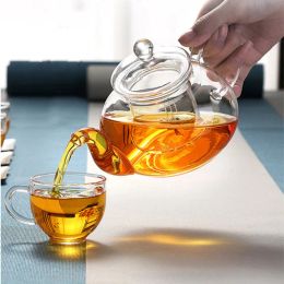 Thé à fleur résistante à la chaleur avec infuseur taure de thé en verre à tas de verre borosilicate à grande capacité